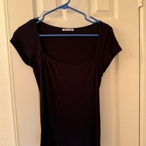 Reformation Black Ribbed Bodysuit